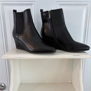 Anne Klein Black Wedge Ankle Boots